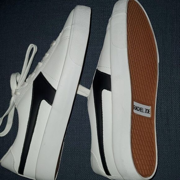 Rachel Zoe sneaker women's size 7.5 7-1/2 white black round toe low top … - Picture 1 of 13